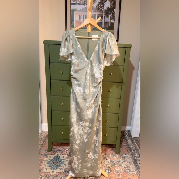 Reformation Sage Green Floral Midi Dress - Picture 8 of 16